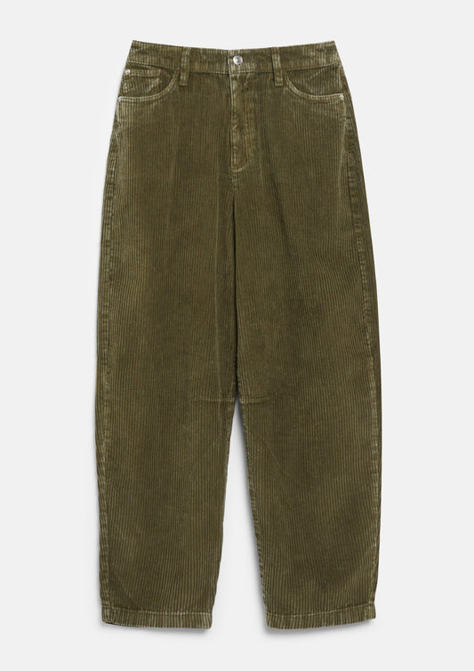 s.Oliver - Ankle-Cordhose / High Rise / Barrel Leg - Farbe: Olive olive