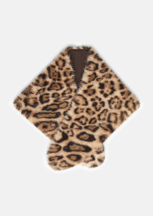 s.Oliver - Schal aus Webpelz in Dreiecks-Form - Farbe: Beige, mehrfarbig beige, mehrfarbig