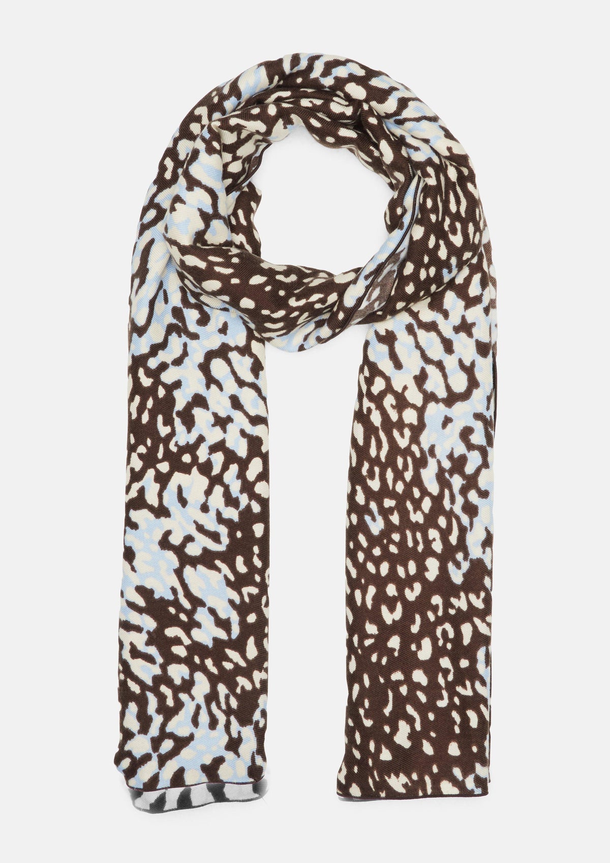 s.Oliver - Tuch mit Leo-Muster - Farbe: Creme/Braun creme, braun, mehrfarbig