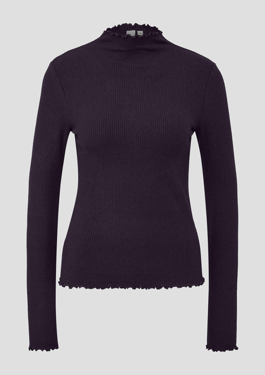 QS - Geripptes Langarmshirt in Melange-Optik | Vanessa Mai - Farbe: Lila lila