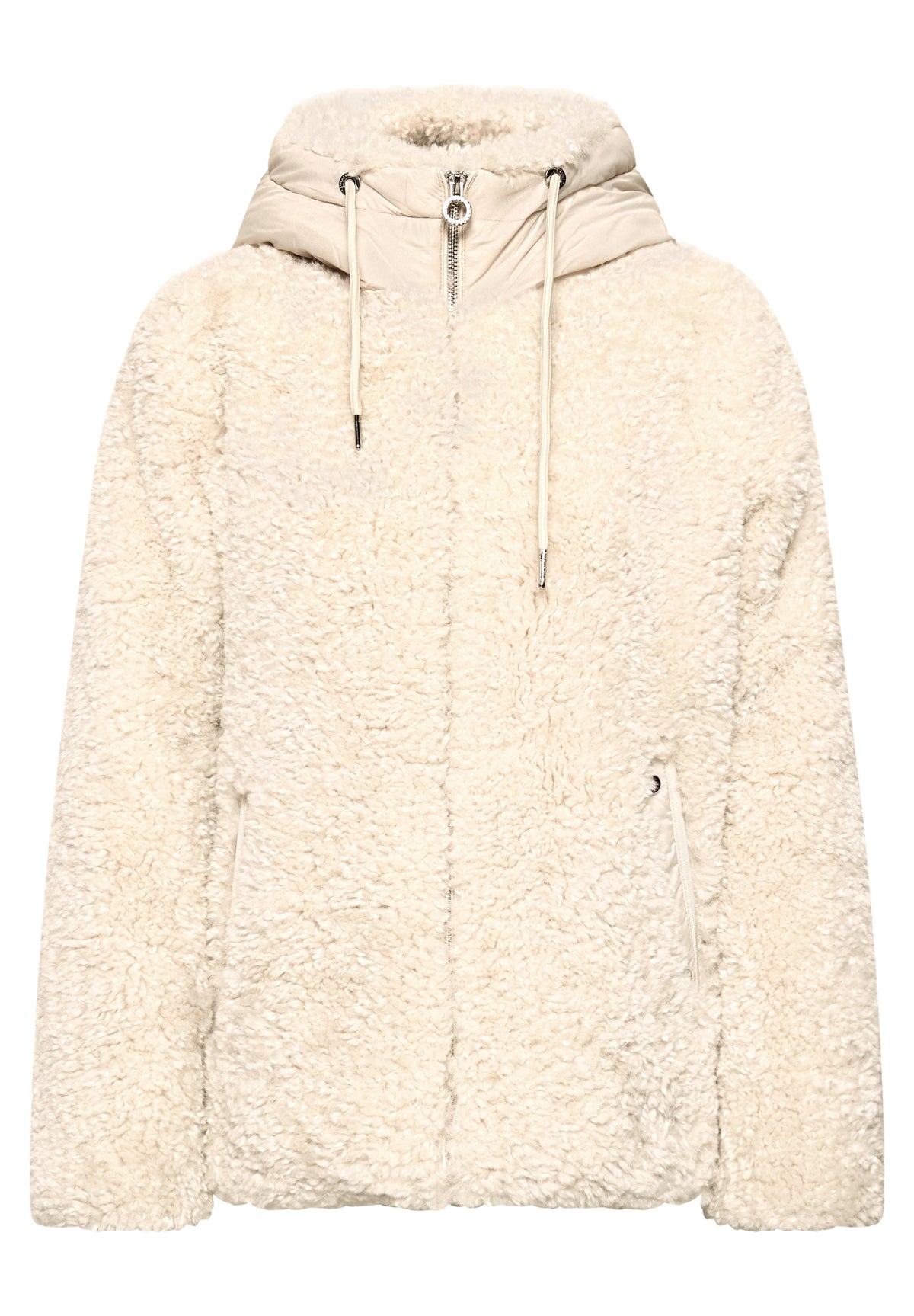 Street One Damen Teddy-Jacke mit Softshell-Kapuze - Sand smooth stone sand