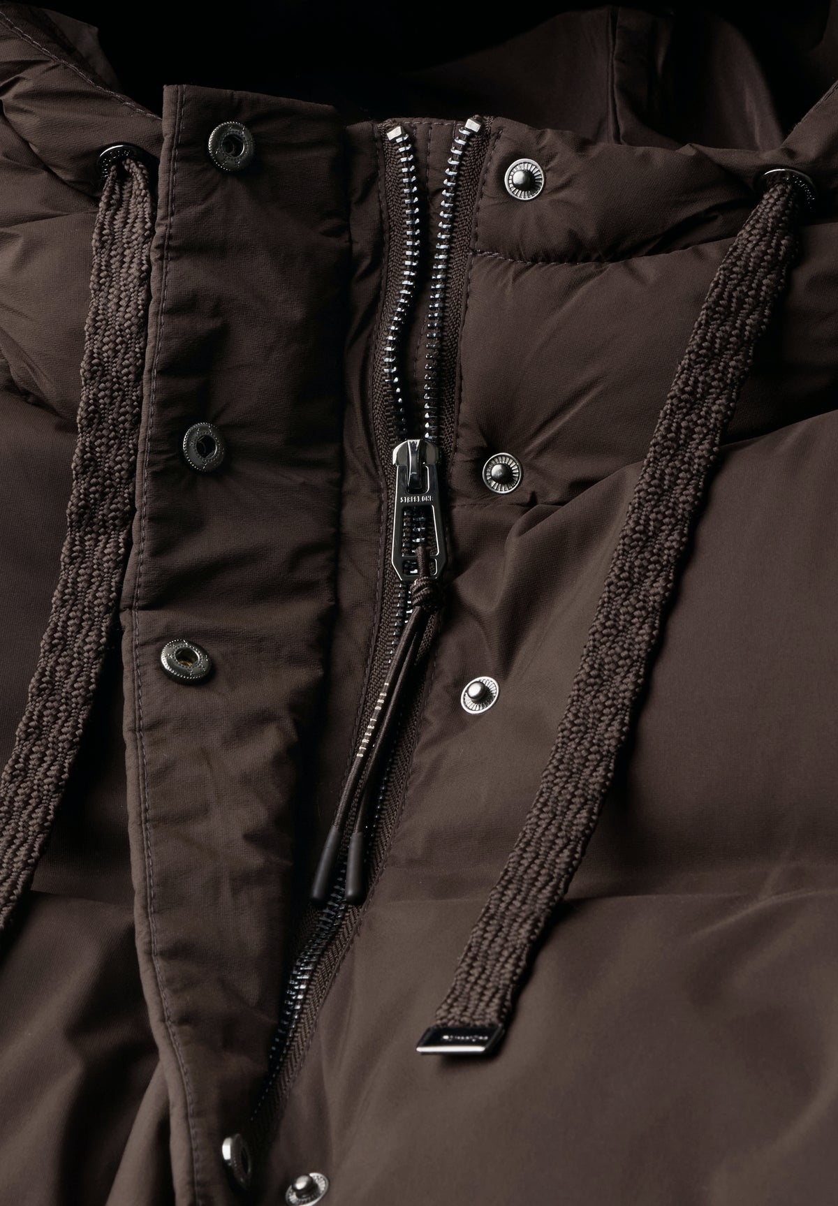 Street One Damen lange Steppjacke mit Kapuze - Rotbraun auburn brown