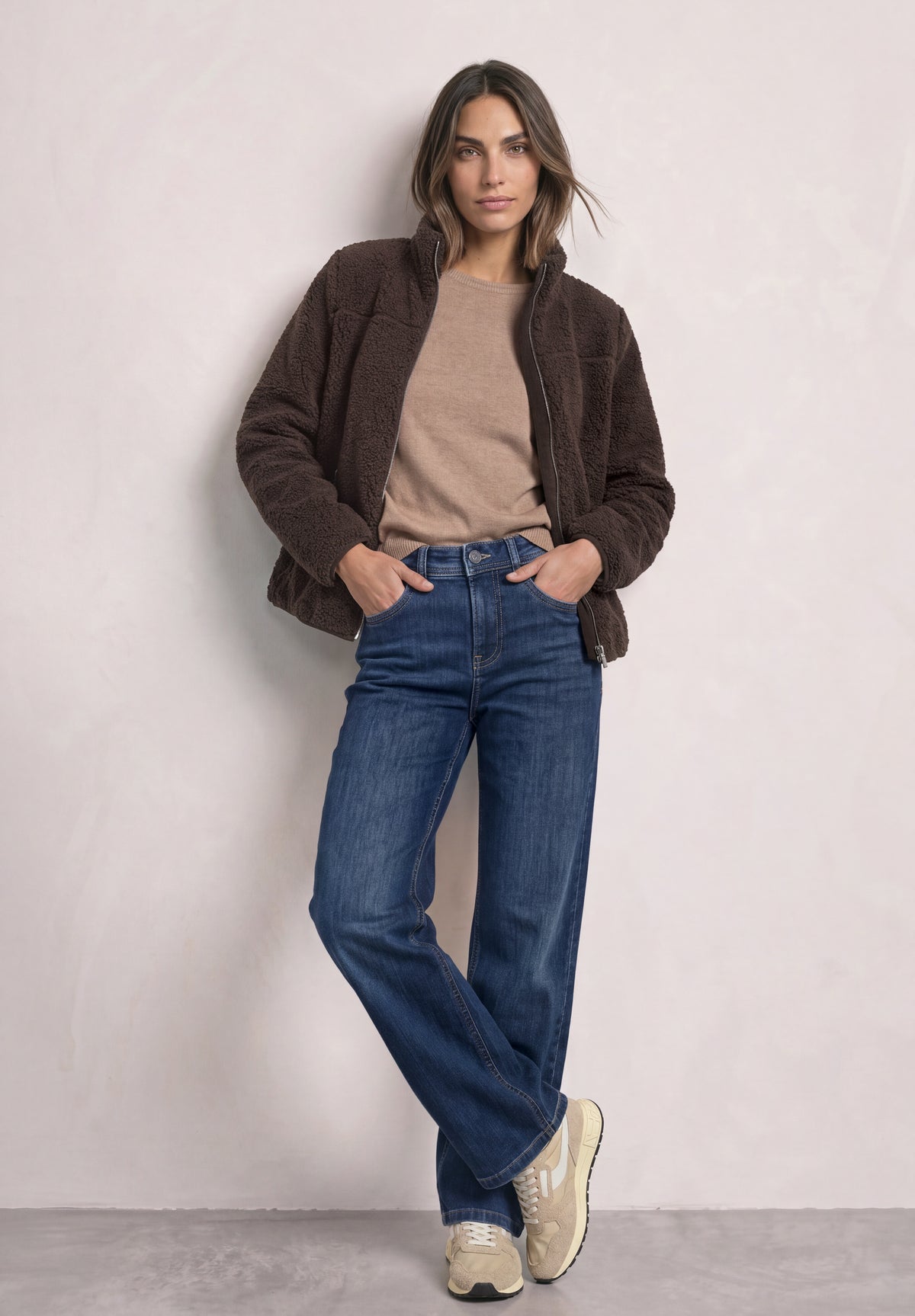 Street One Damen Teddy-Jacke mit Stehkragen und Reißverschluss - Rotbraun auburn brown