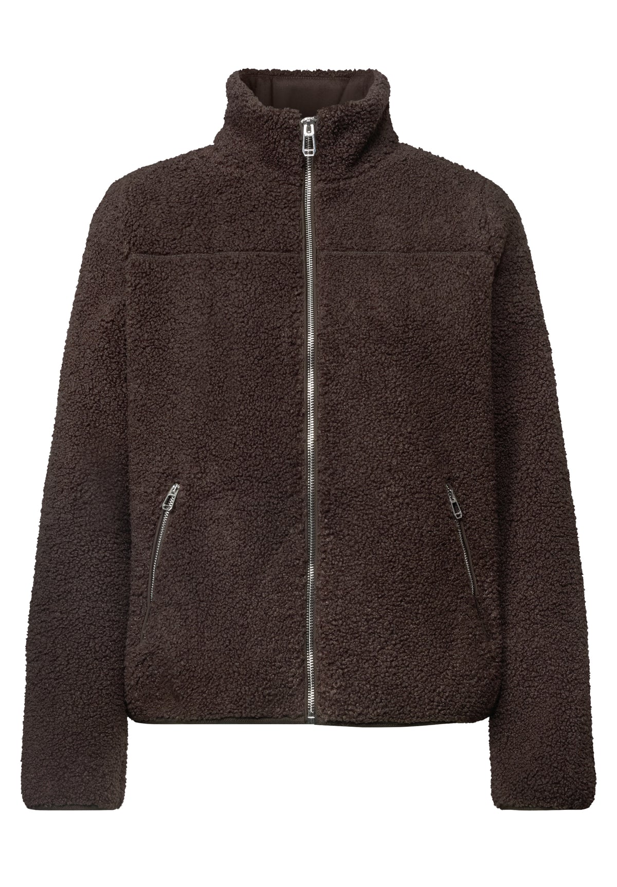 Street One Damen Teddy-Jacke mit Stehkragen und Reißverschluss - Rotbraun auburn brown