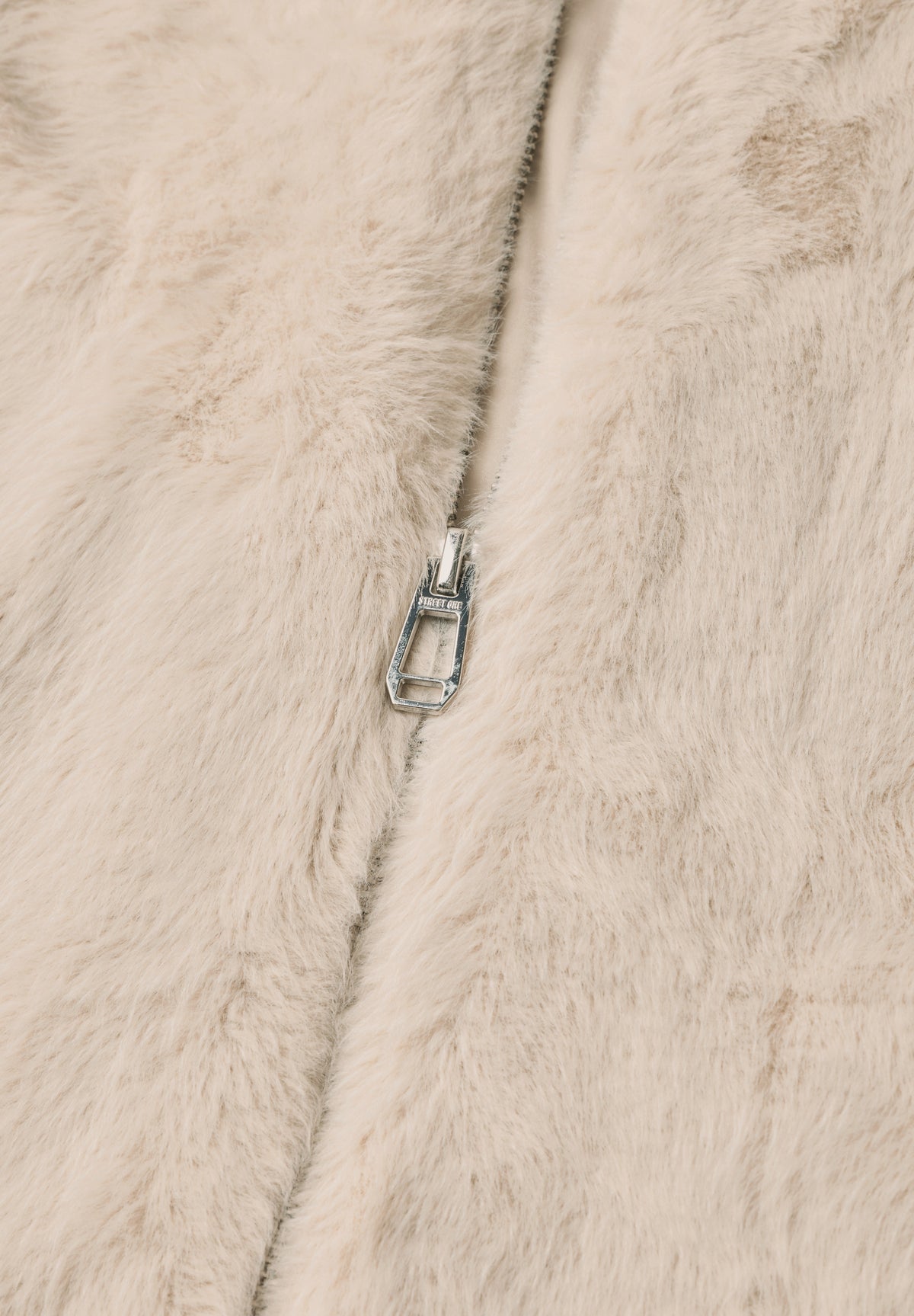 Street One Damen Fake-Fur-Jacke mit Zipper - Sandbeige clay sand