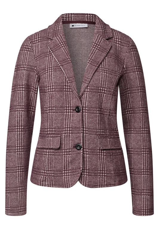 Street One Damen Blazer mit Karomuster und Knöpfen - Rot rustic rouge