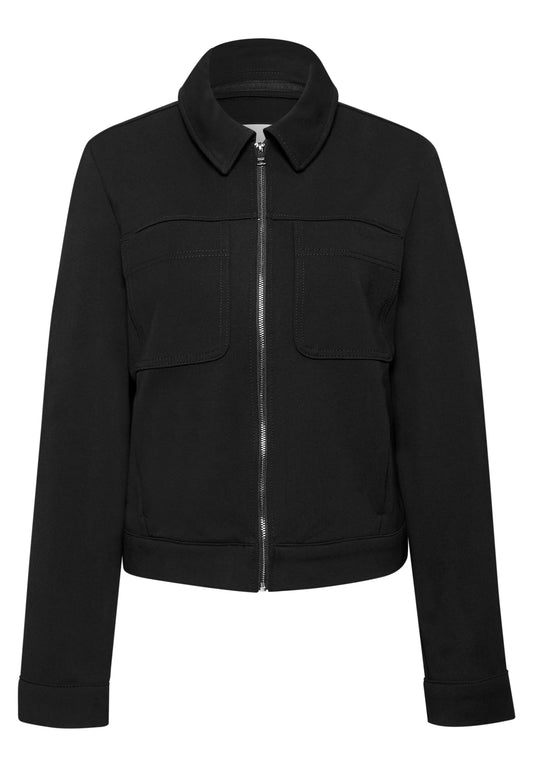 Street One Damen Jacke mit Hemdkragen und Brusttaschen - Schwarz Black