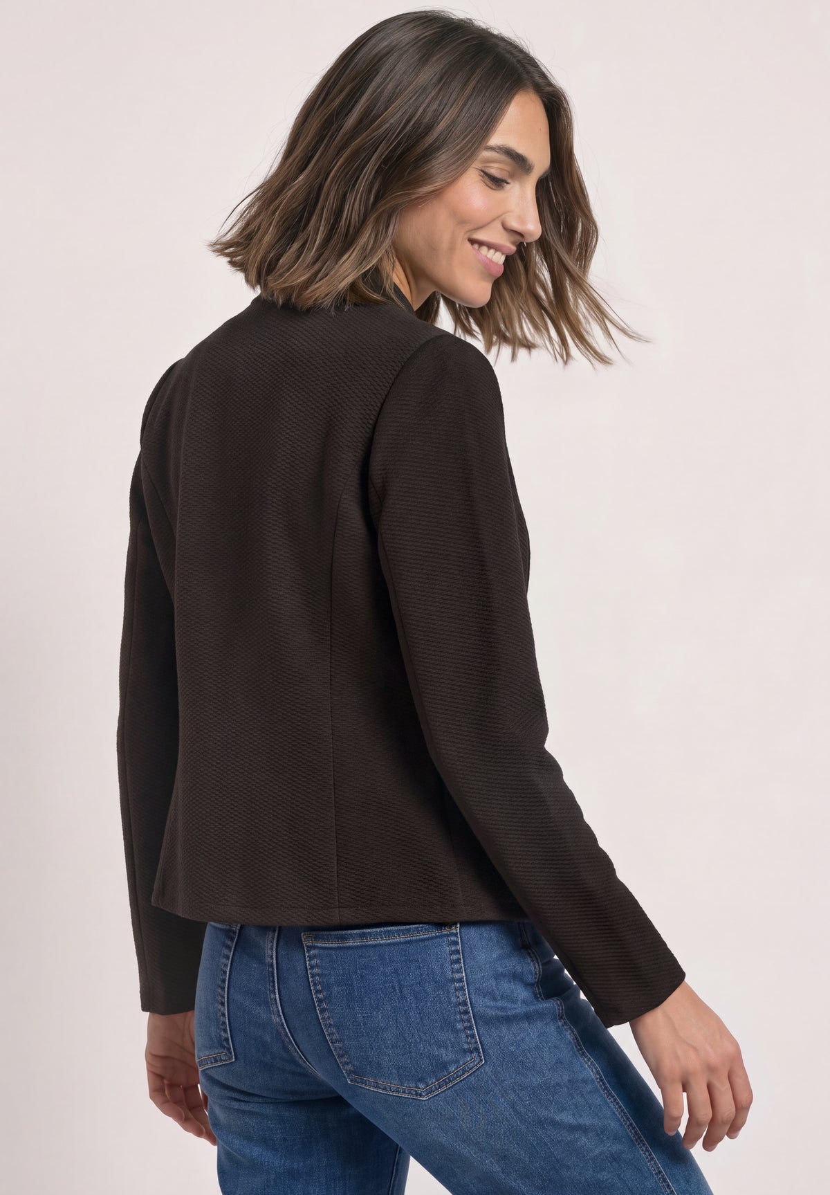 Street One Damen Jerseyblazer mit Struktur - Dunkelbraun black coffee