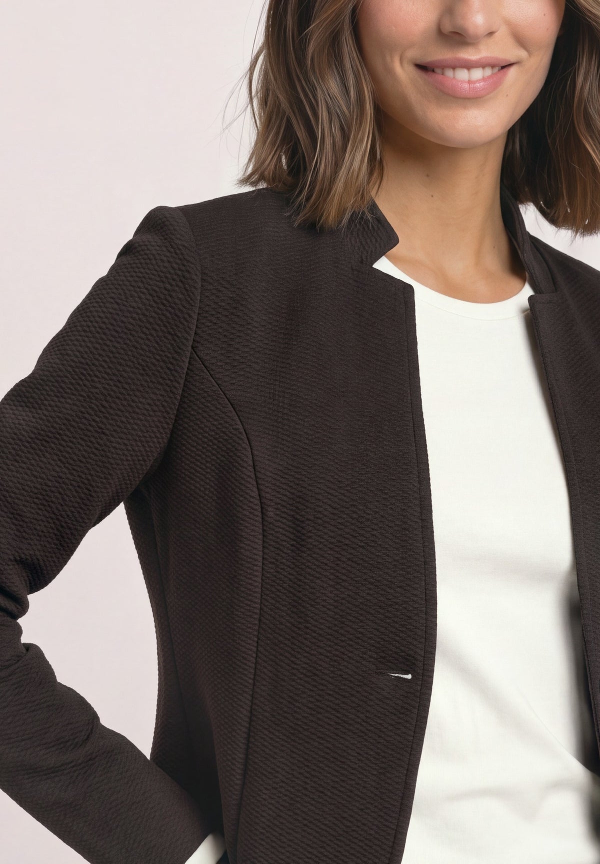 Street One Damen Jerseyblazer mit Struktur - Dunkelbraun black coffee