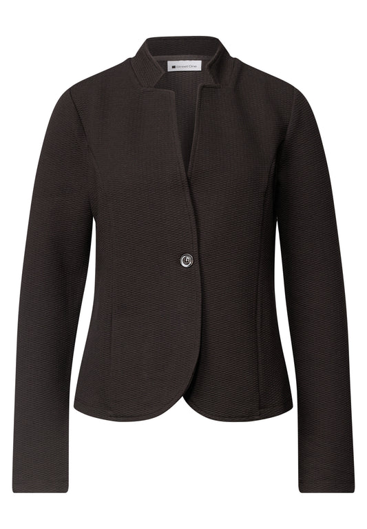 Street One Damen Jerseyblazer mit Struktur - Dunkelbraun black coffee