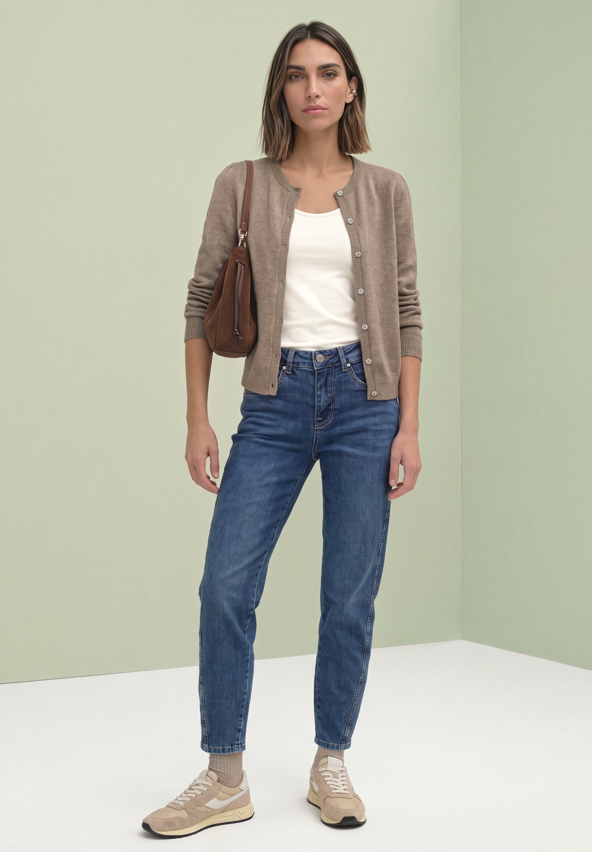 Street One Damen Langarm Cardigan mit Rundhals - Bernstein meliert sanded amber mel.