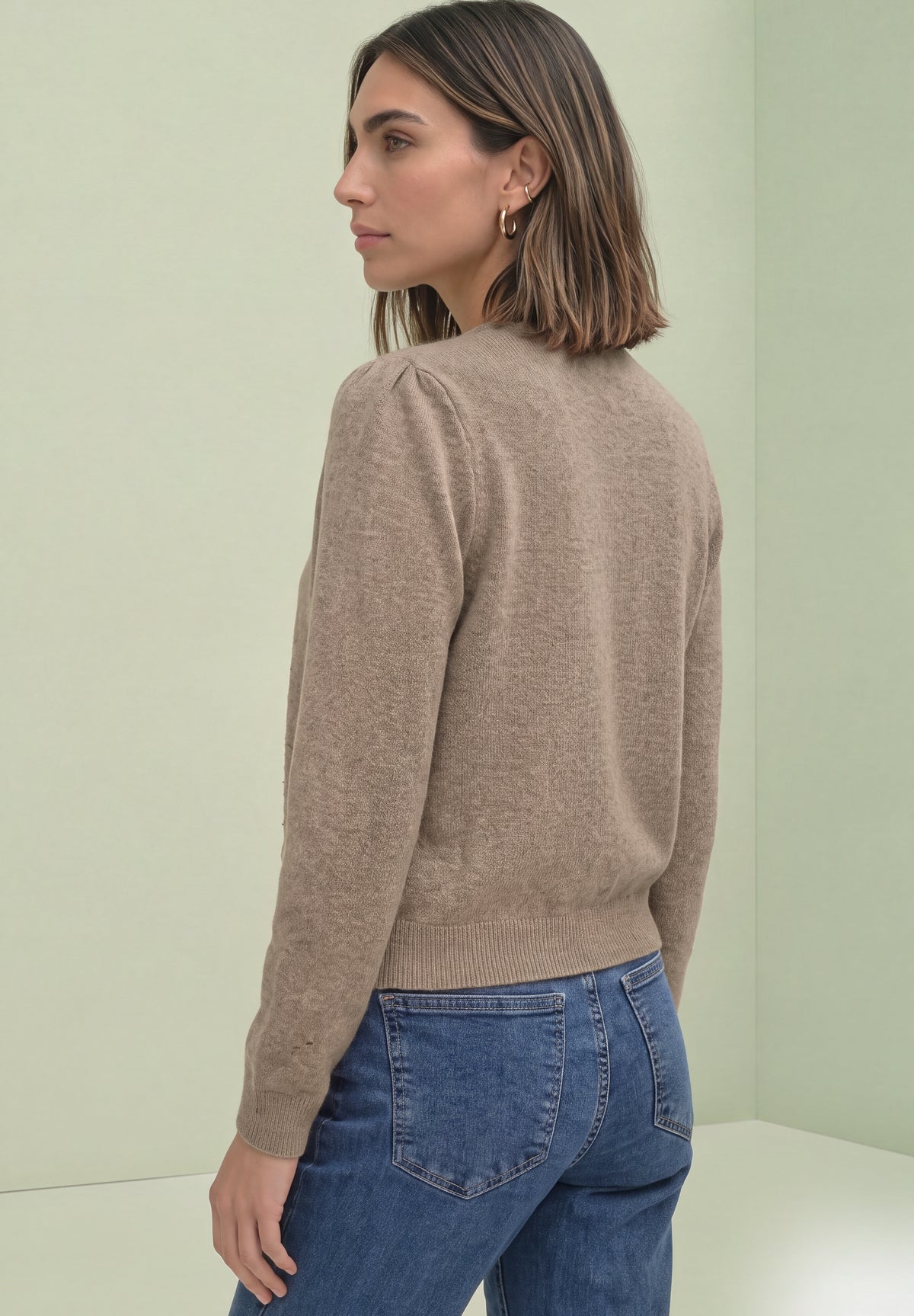 Street One Damen Langarm Cardigan mit Rundhals - Bernstein meliert sanded amber mel.