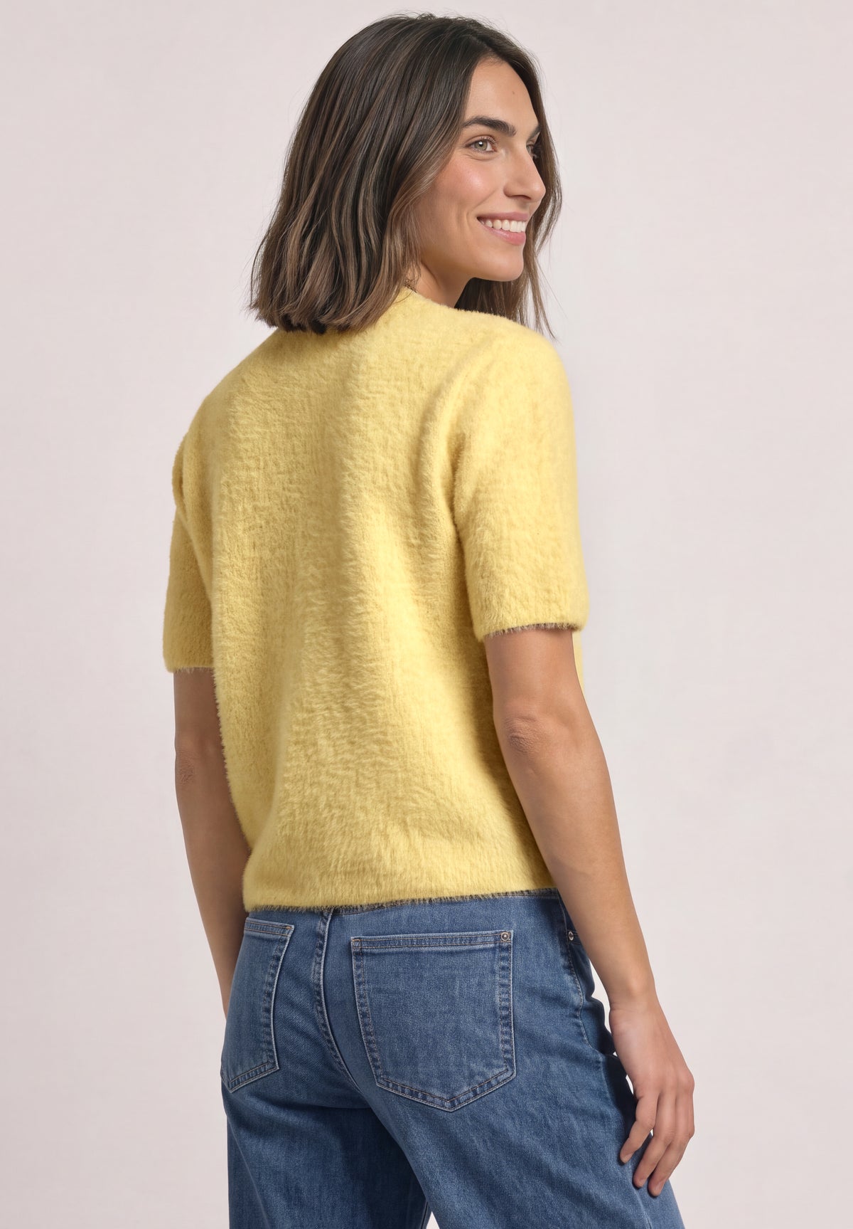Street One Damen Kurzarm-Cardigan mit Rundhals - Gelb sunbeam yellow