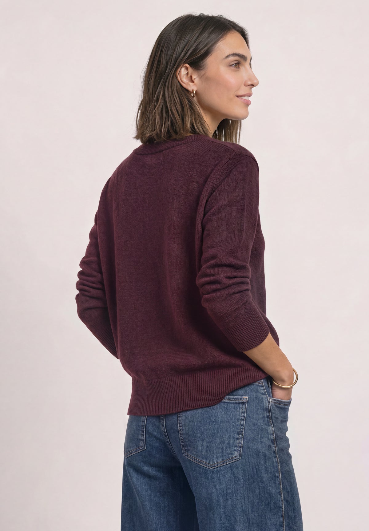 Street One Damen Langarmpullover mit U-Boot-Ausschnitt - Rot meliert rustic rouge mel.