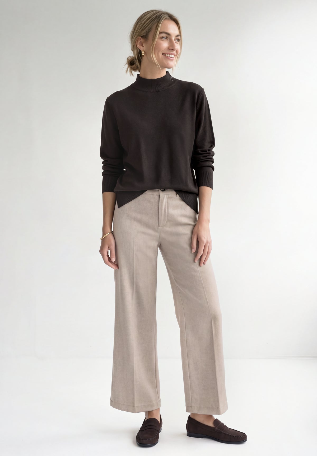 Street One Damen Basic Pullover mit Turtle Neck - Dunkelbraun black coffee