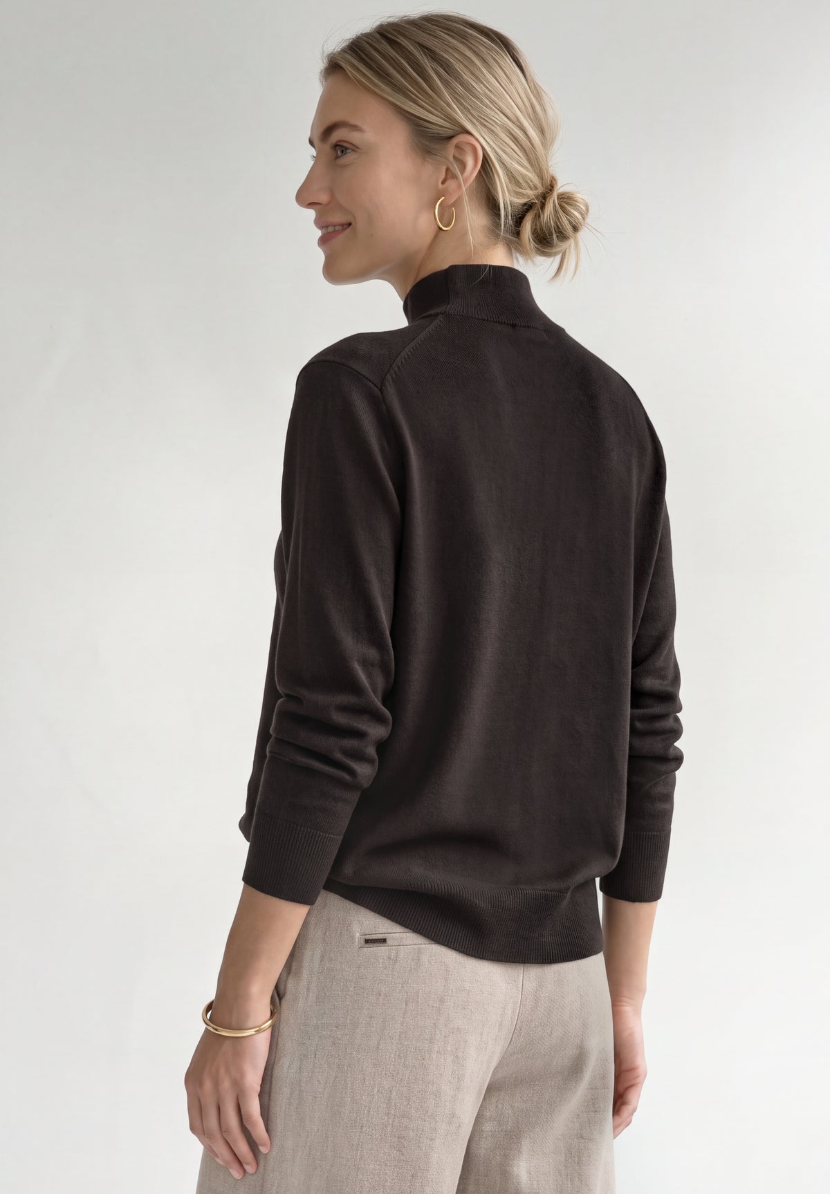 Street One Damen Basic Pullover mit Turtle Neck - Dunkelbraun black coffee