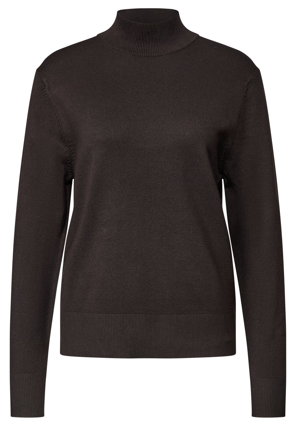 Street One Damen Basic Pullover mit Turtle Neck - Dunkelbraun black coffee