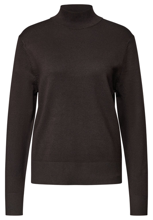 Street One Damen Basic Pullover mit Turtle Neck - Dunkelbraun black coffee