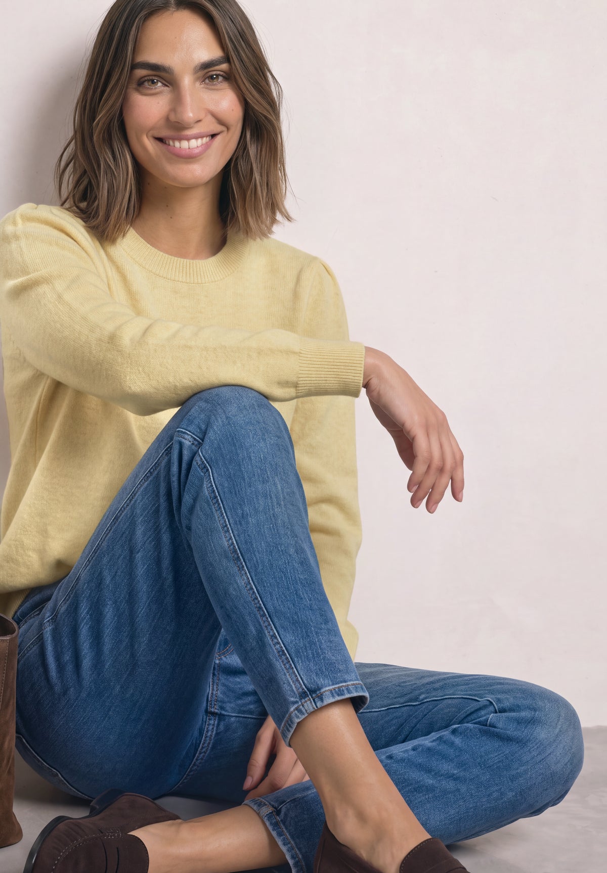 Street One Damen Langarm Pullover mit Raffung - Gelb meliert sunbeam yellow mel.