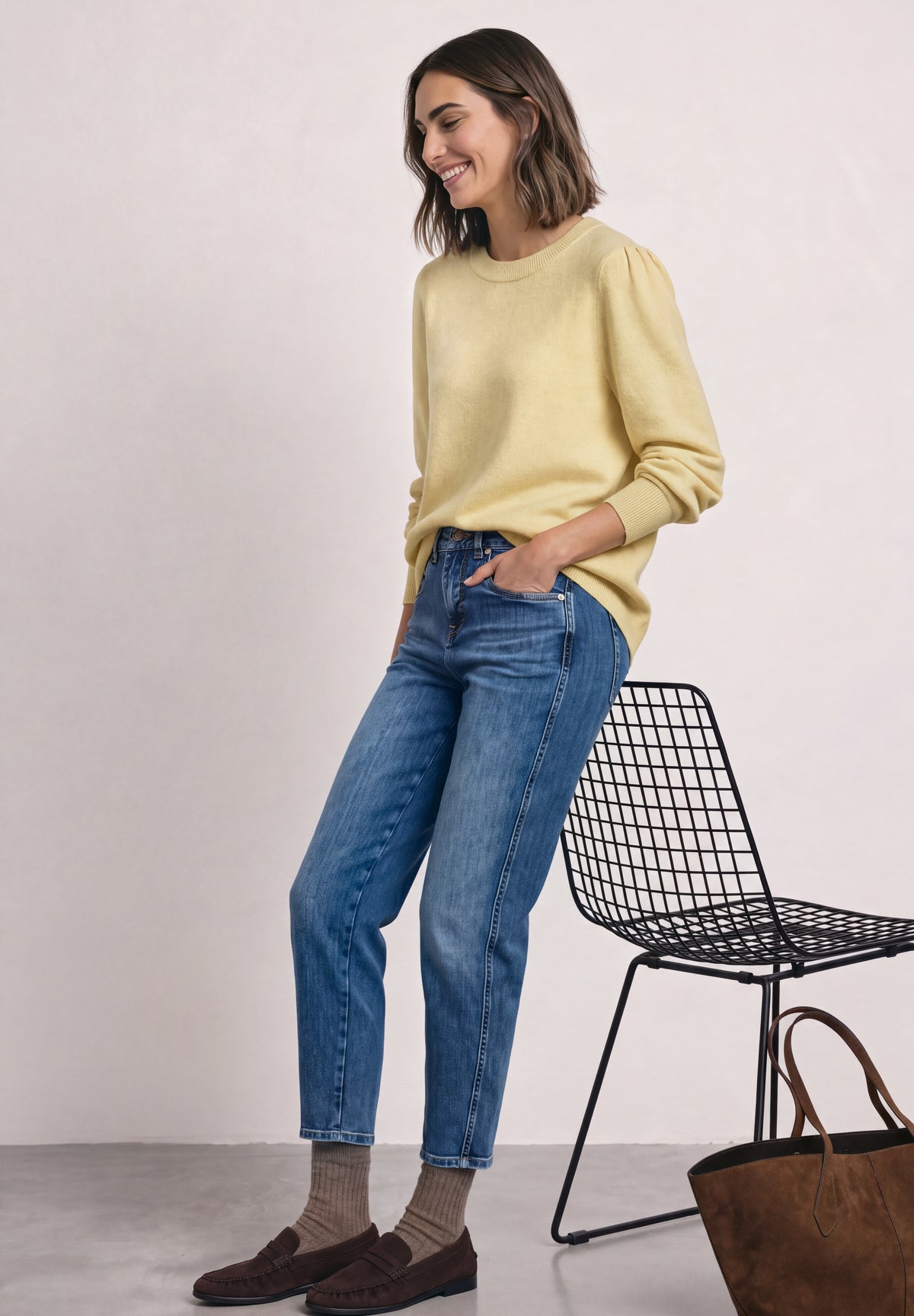 Street One Damen Langarm Pullover mit Raffung - Gelb meliert sunbeam yellow mel.