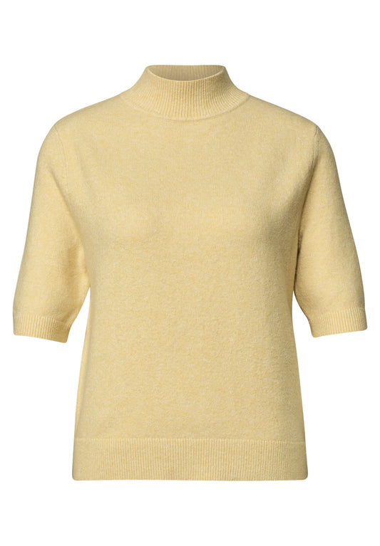 Street One Damen Kurzarm-Pullover mit Turtle Neck - Gelb meliert sunbeam yellow mel.