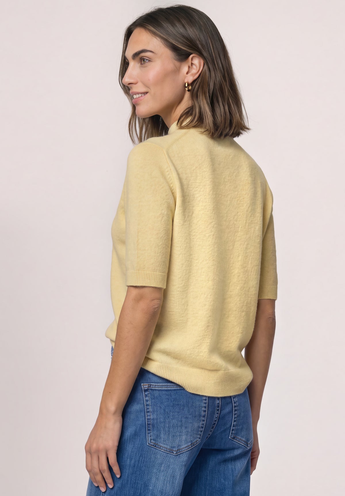 Street One Damen Kurzarm-Pullover mit Turtle Neck - Gelb meliert sunbeam yellow mel.