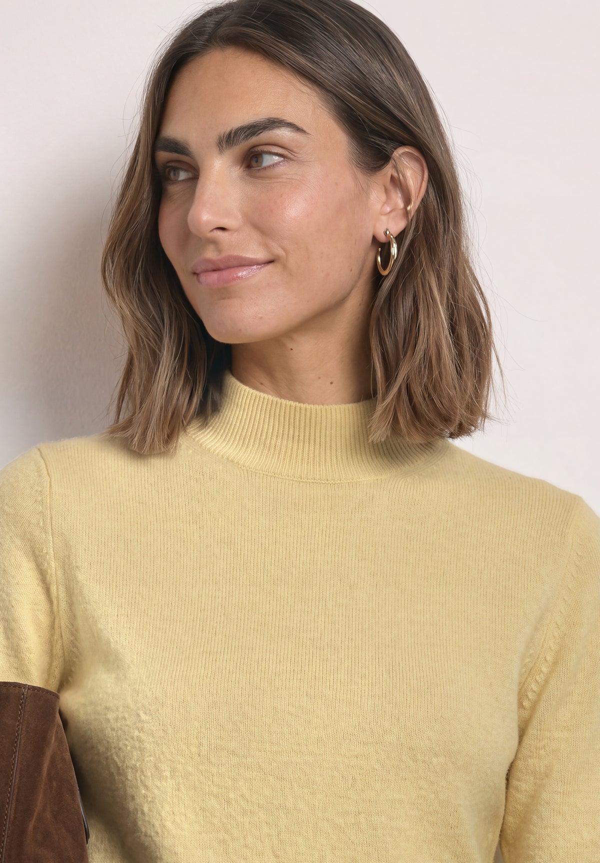 Street One Damen Kurzarm-Pullover mit Turtle Neck - Gelb meliert sunbeam yellow mel.