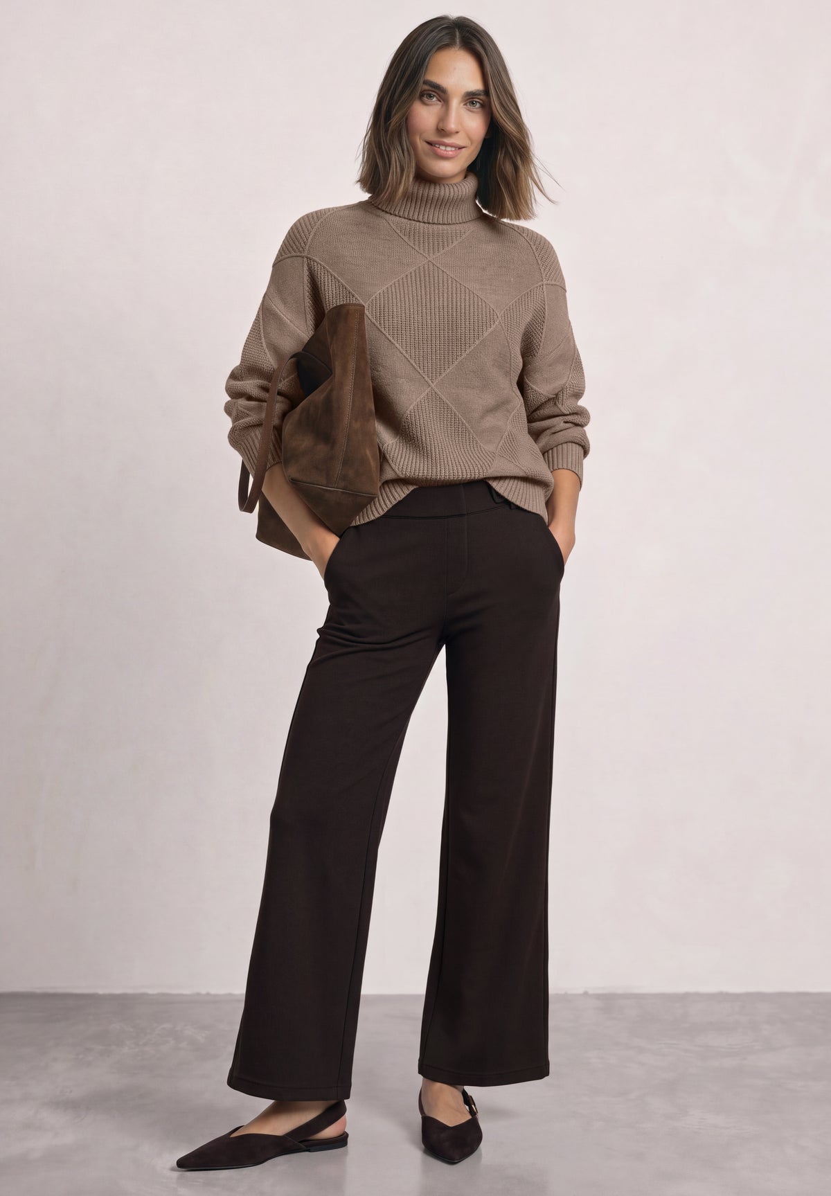 Street One Damen Rollkragenpullover mit Strukturmix - Bernstein meliert sanded amber mel.