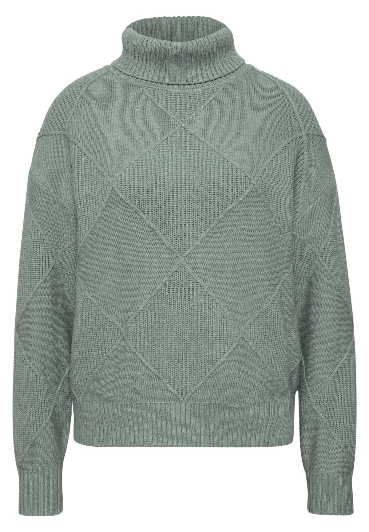 Street One Damen Rollkragenpullover mit Strukturmix - Eukalyptusgrün meliert eucalyptus green mel.