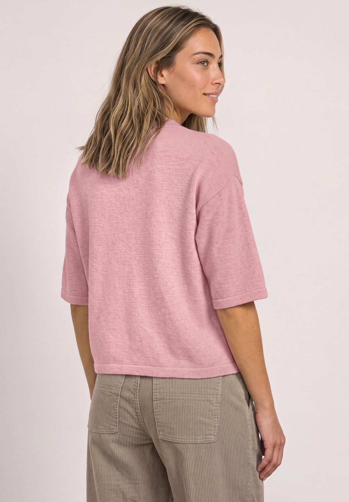Street One Damen 3/4-Arm Pullover mit Rundhals - Altrosa meliert vintage blush mel.