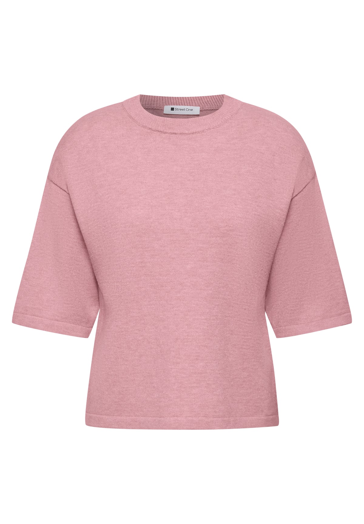 Street One Damen 3/4-Arm Pullover mit Rundhals - Altrosa meliert vintage blush mel.