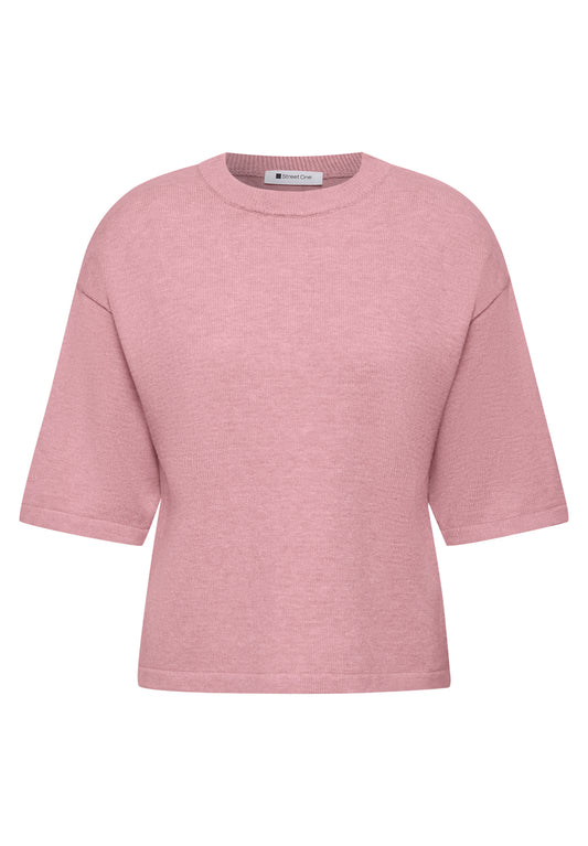 Street One Damen 3/4-Arm Pullover mit Rundhals - Altrosa meliert vintage blush mel.