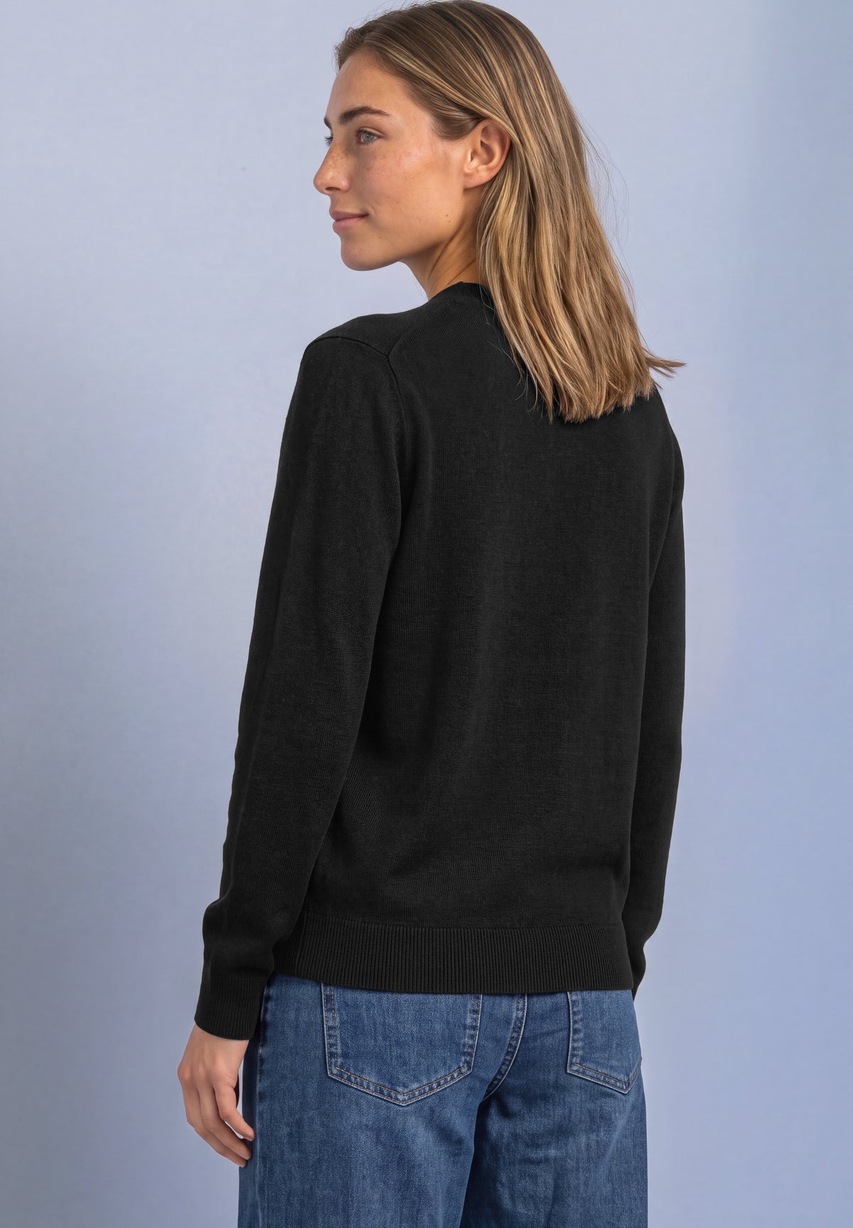 Street One Damen Pullover mit Rundhals - Schwarz Black