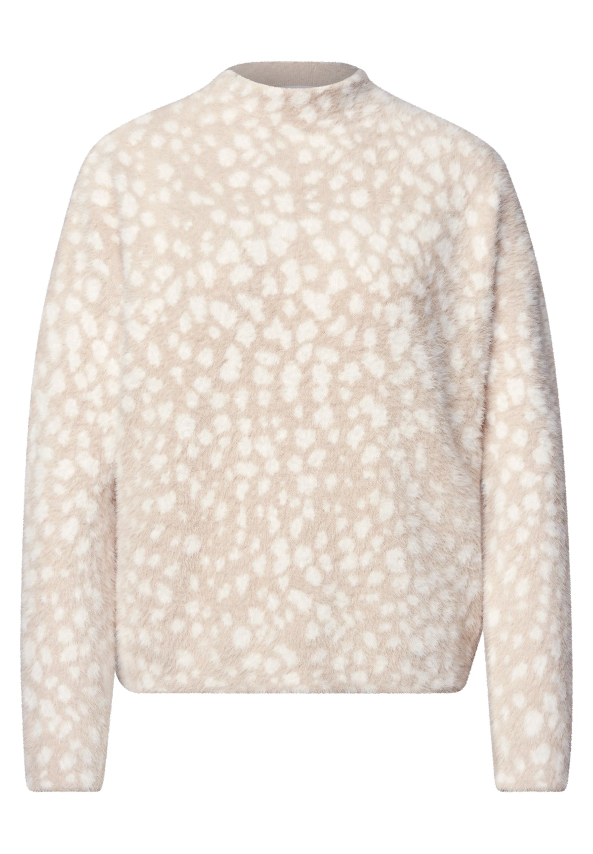 Street One Damen Federgarn Pullover mit Jacquardmuster - Sandbeige clay sand