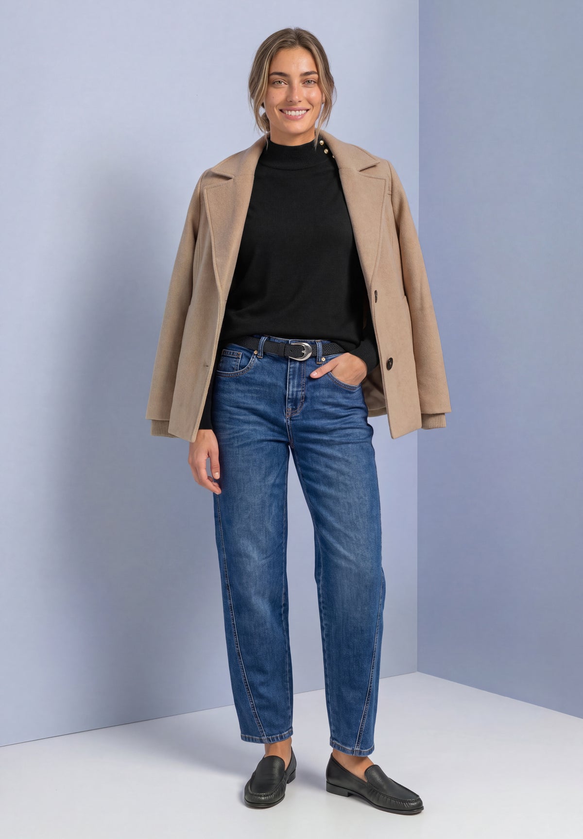 Street One Damen Pullover mit Turtle Neck und Knopfdetails - Schwarz Black