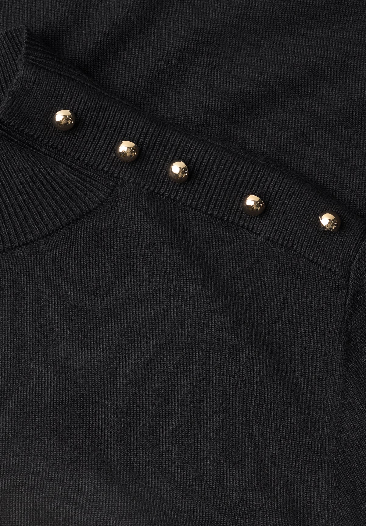 Street One Damen Pullover mit Turtle Neck und Knopfdetails - Schwarz Black