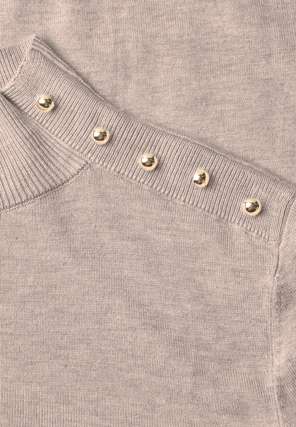 Street One Damen Pullover mit Turtle Neck und Knopfdetails - Sand meliert clay sand mel.