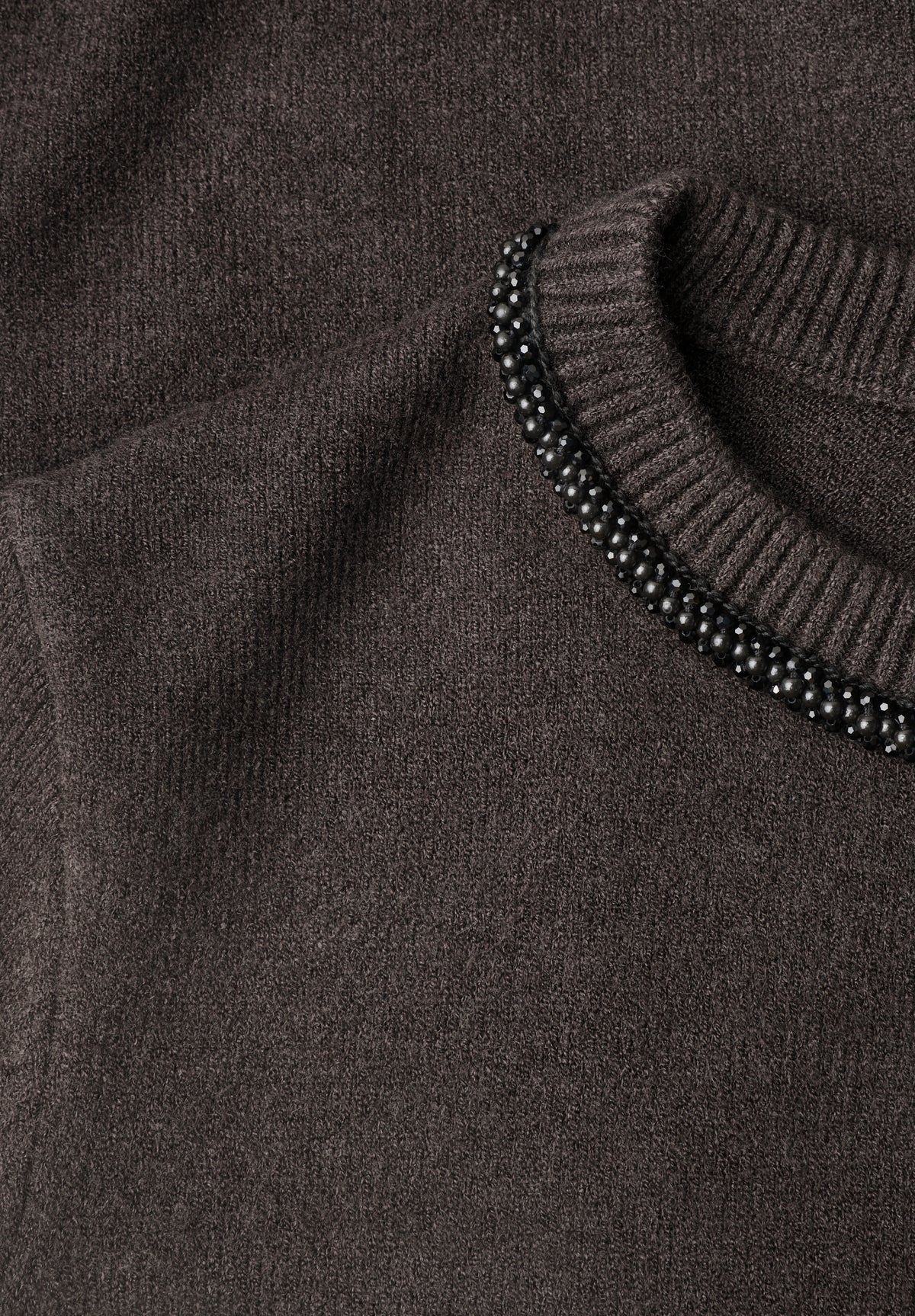 Street One Damen Kurzarm-Pullover mit Schmuckdetail - Dunkelbraun meliert black coffee mel.