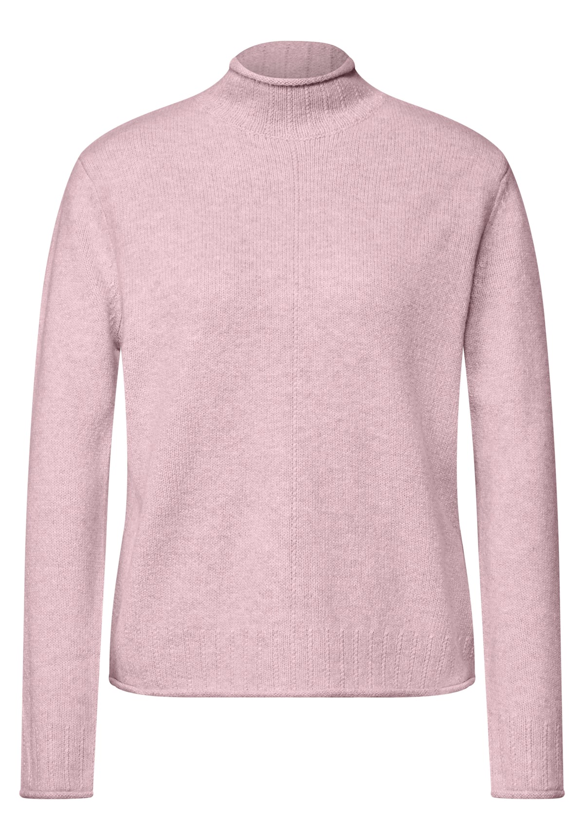 Street One Damen Pullover mit Turtle Neck und Rollkanten - Rosé meliert quiet rose mel.