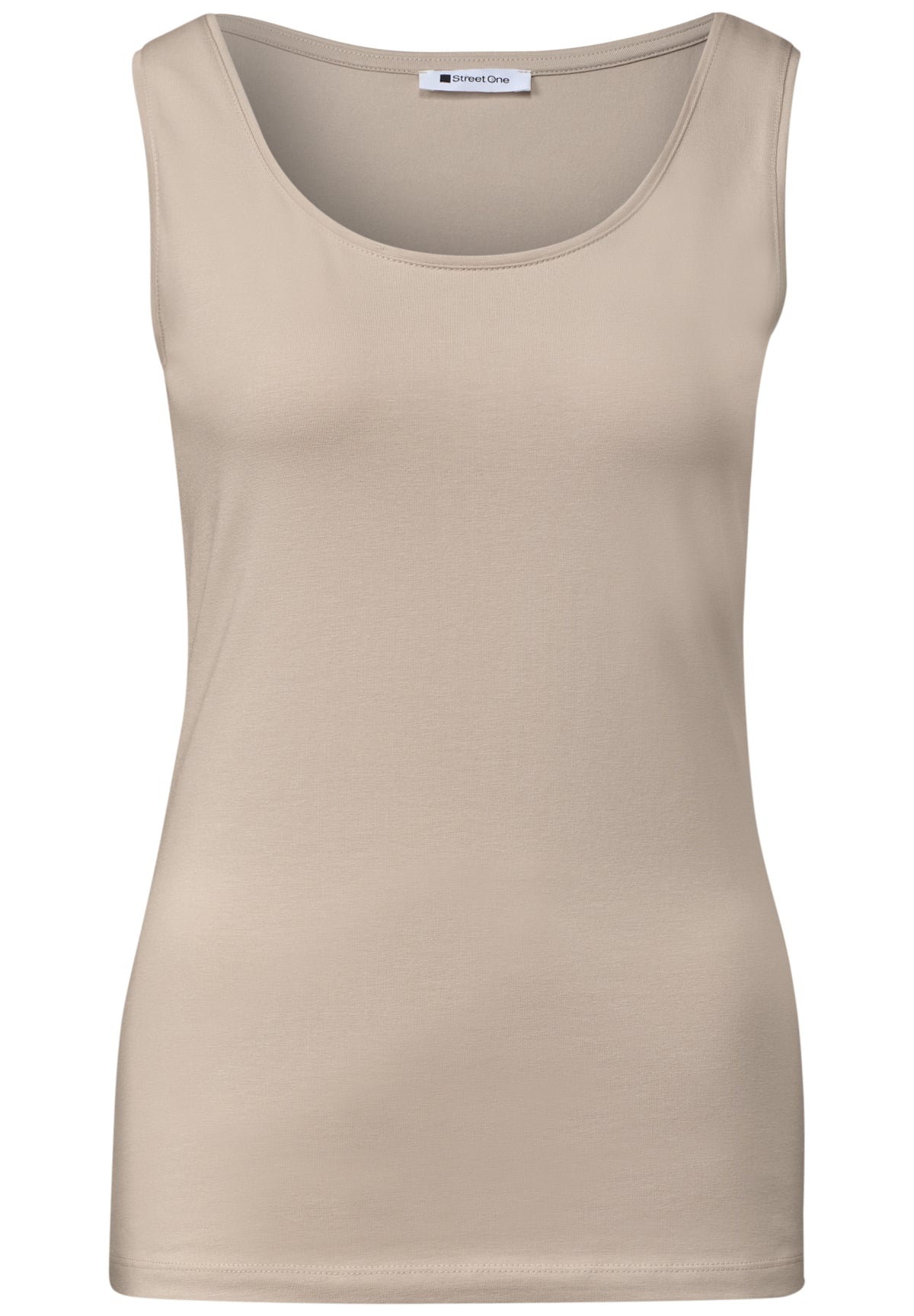 Street One Damen Basic Top mit Rundhals - Sandbeige clay sand