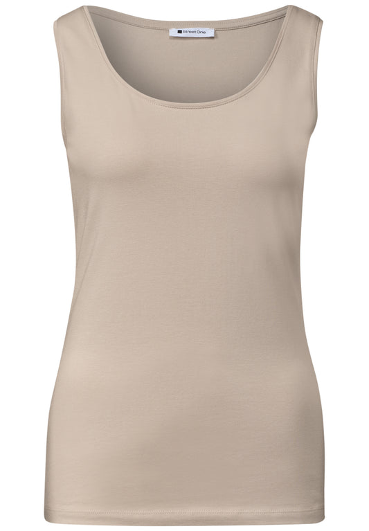 Street One Damen Basic Top mit Rundhals - Sandbeige clay sand