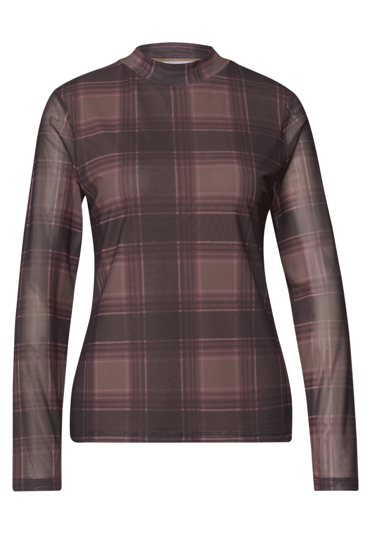 Street One Damen Langarm Mesh-Shirt mit Print - Bernstein sanded amber