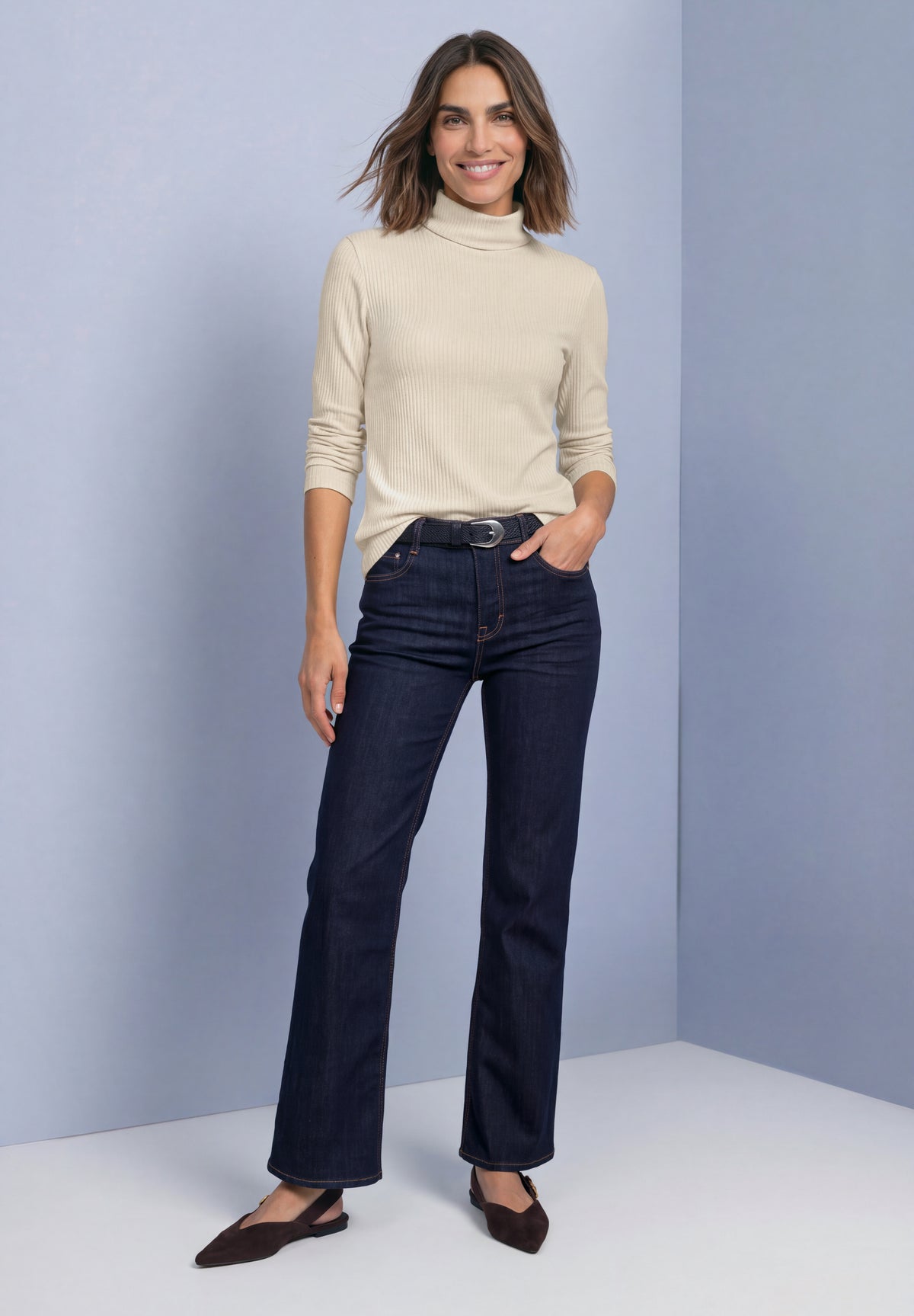 Street One Damen Basic Rollkragenshirt - Beige pure beige