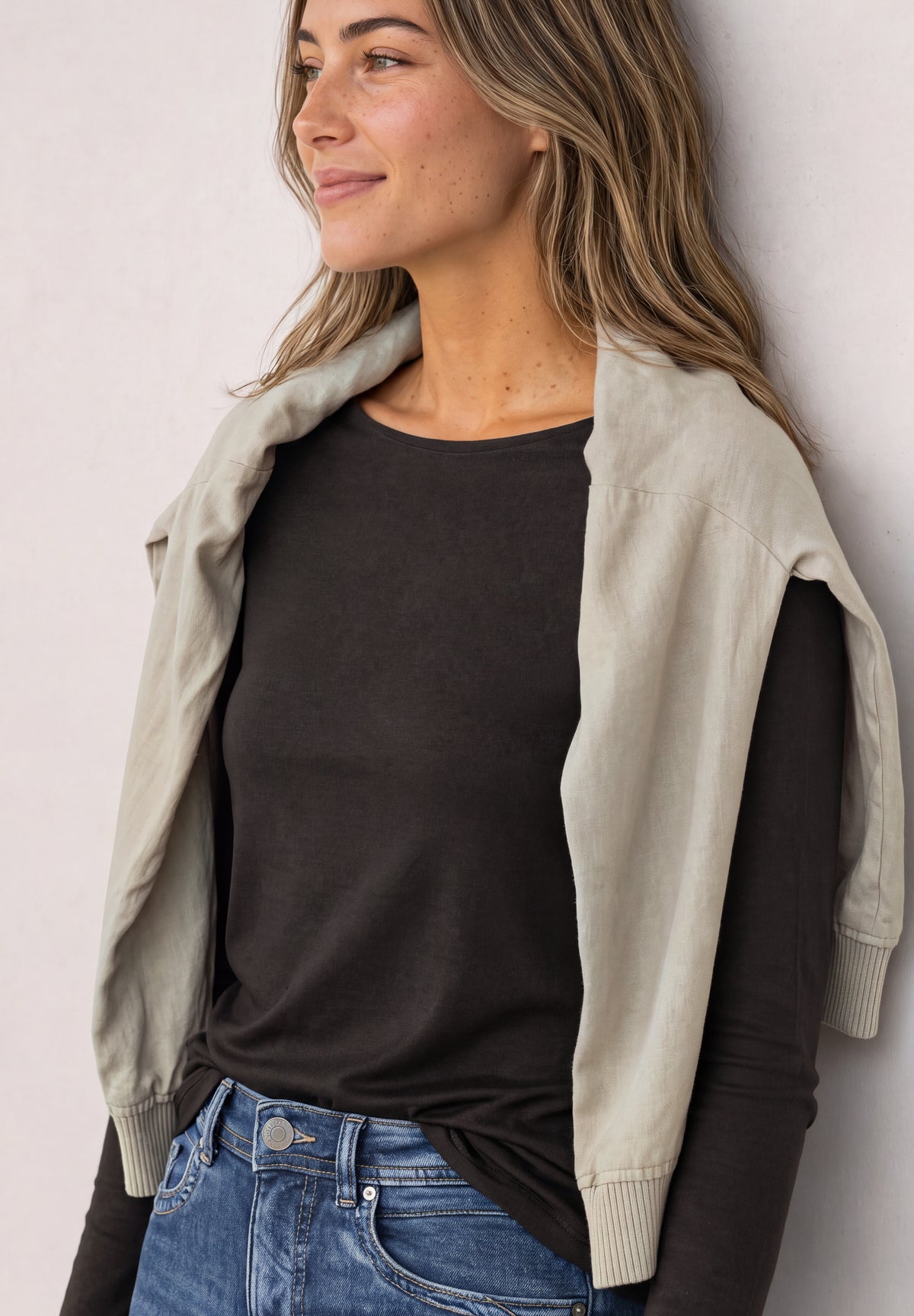 Street One Damen Basic Shirt mit U-Boot-Ausschnitt - Dunkelbraun black coffee