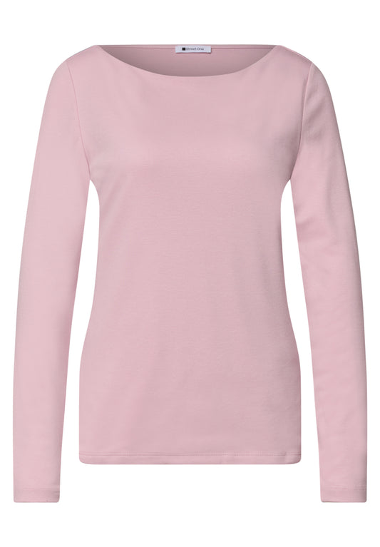 Street One Damen Basic Shirt mit U-Boot-Ausschnitt - Rosa quiet rose