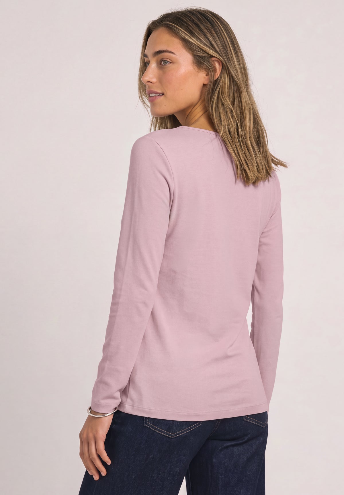 Street One Damen Basic Shirt mit U-Boot-Ausschnitt - Rosa quiet rose