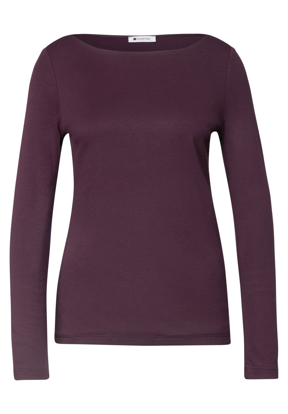 Street One Damen Basic Shirt mit U-Boot-Ausschnitt - Pflaumenlila berry plum
