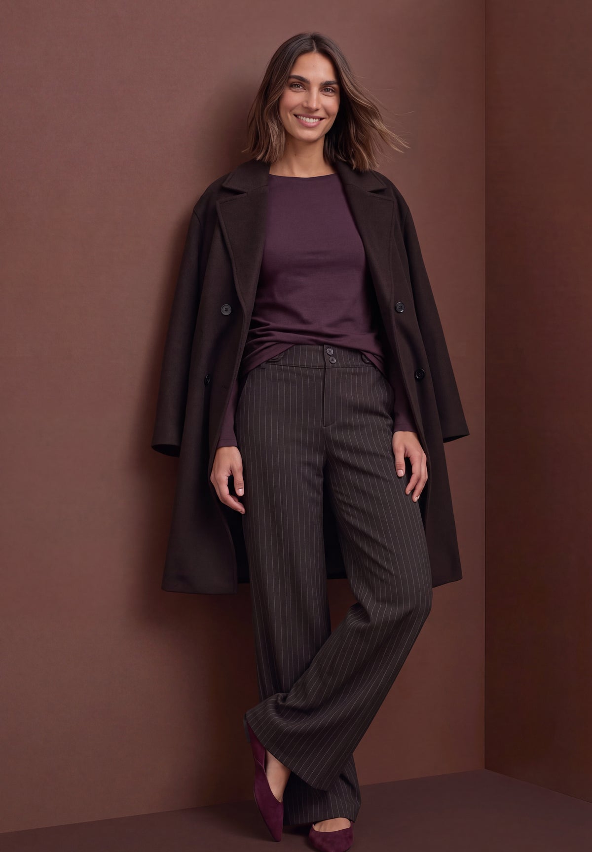 Street One Damen Basic Shirt mit U-Boot-Ausschnitt - Pflaumenlila berry plum