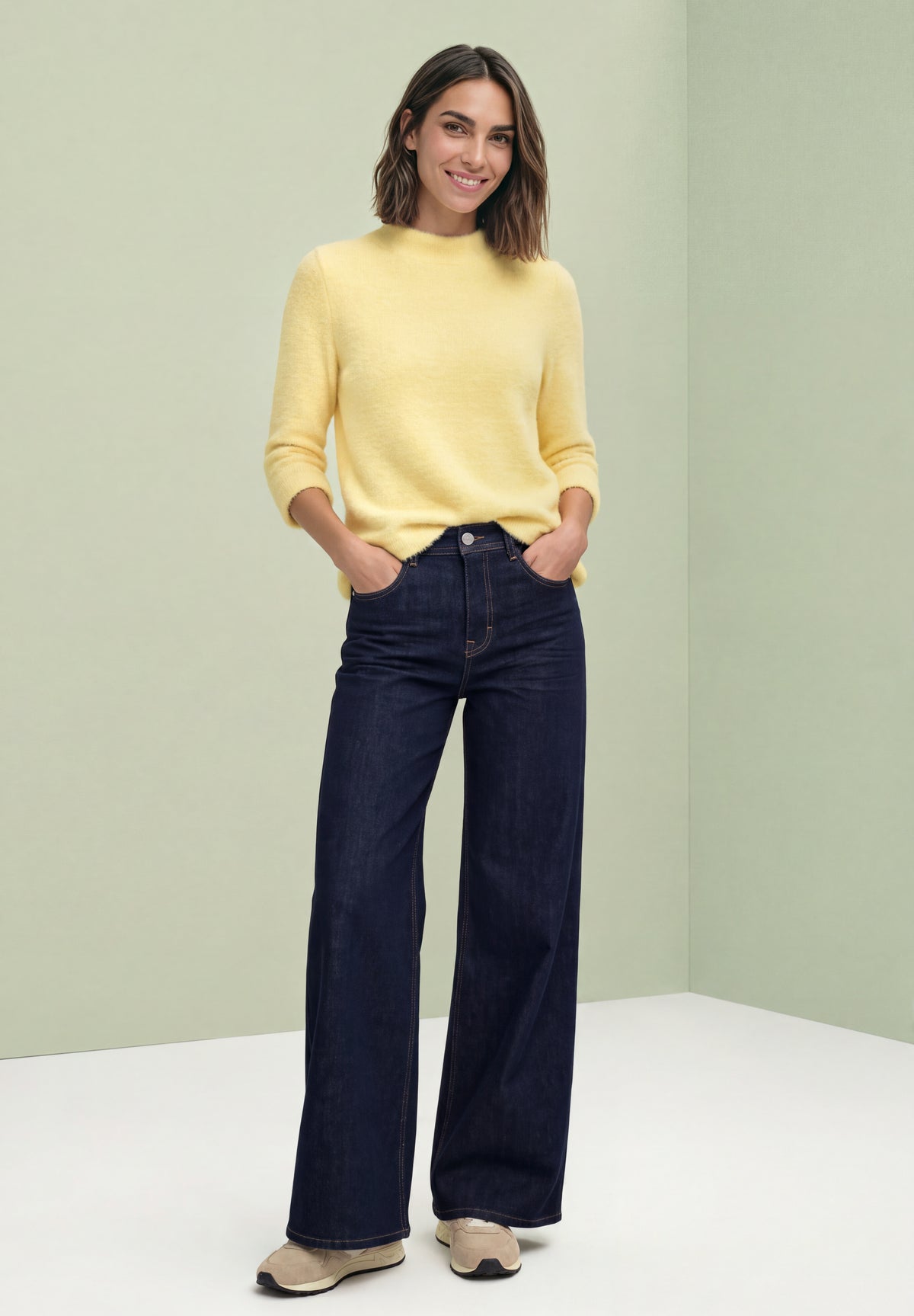 Street One Damen 3/4-Arm Shirt mit Turtle Neck - Sonnengelb sunbeam yellow