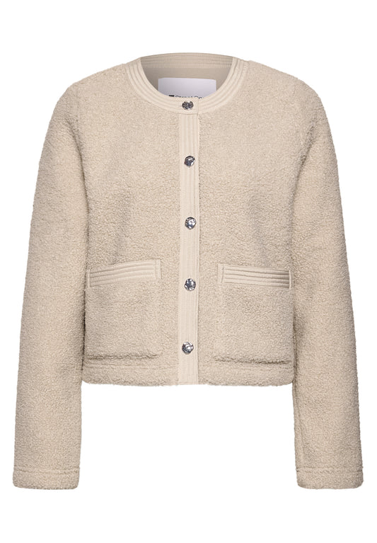 Street One Damen Teddy-Jacke mit Strukturdetails - Sandbeige clay sand